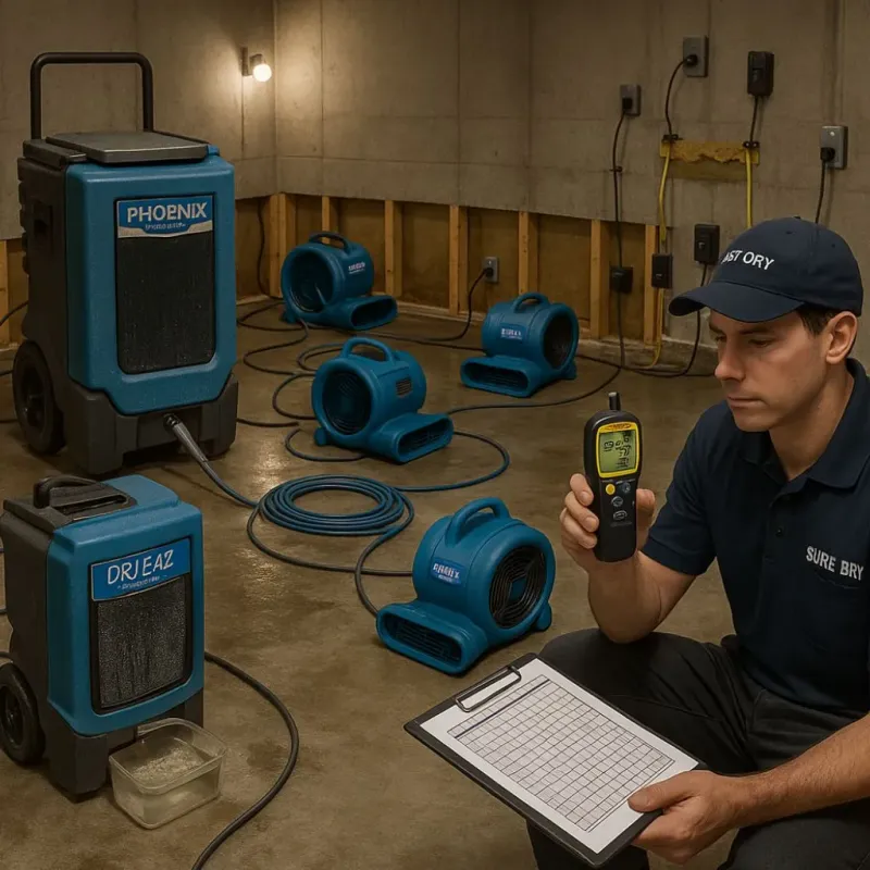 Structural Drying and Dehumidification process in Fayetteville, NC